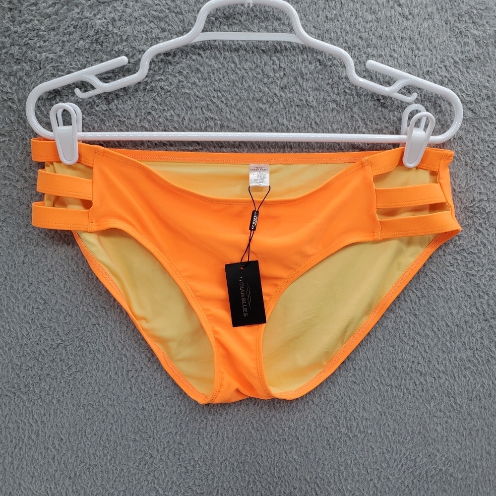 Ocean Blues Women's Strappy Bikini Bottom Size Large Orange NWT